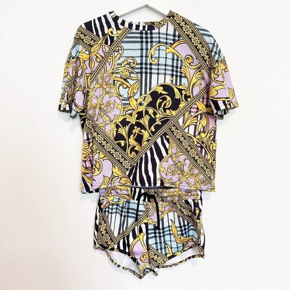 Jaded London Matching 2 Piece Set Shirt Shorts Summer Luxury Club Gold XS Small - Picture 1 of 11